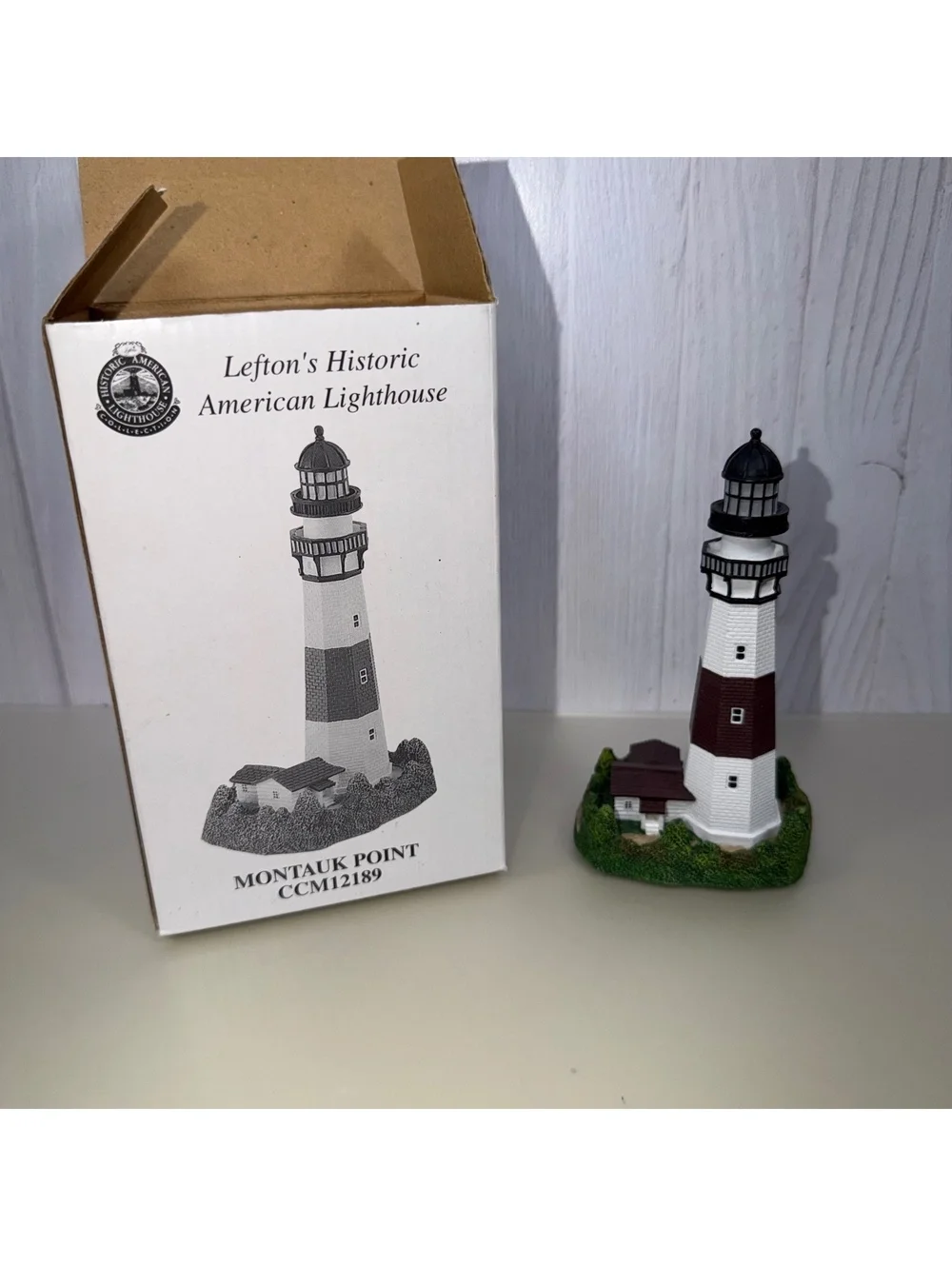 Lefton Historic American Lighthouse Montauk Point Figurine CCM12189 1998 w/ Box